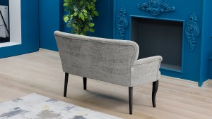 Paris Kollu İkili Koltuk Teddy Bukle Kumaş Ahşap Siyah Ayak Gri