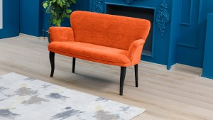 Paris Kollu İkili Koltuk Teddy Bukle Kumaş Ahşap Siyah Ayak Kiremit