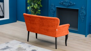 Paris Kollu İkili Koltuk Teddy Bukle Kumaş Ahşap Siyah Ayak Kiremit