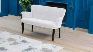 Paris Kollu İkili Koltuk Teddy Bukle Kumaş Ahşap Siyah Ayak Krem