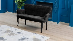 Paris Kollu İkili Koltuk Teddy Bukle Kumaş Ahşap Siyah Ayak Siyah