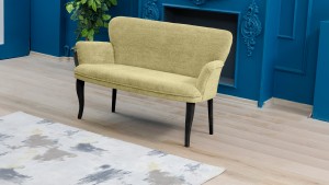 Paris Kollu İkili Koltuk Teddy Bukle Kumaş Ahşap Siyah Ayak Sütlü Kahve