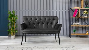 Paris Kollu Takım Nubuk Kumaş Metal Siyah Ayak Füme