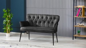 Paris Kollu Takım Nubuk Kumaş Metal Siyah Ayak Füme