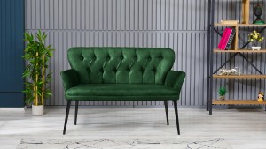 Paris Kollu Takım Nubuk Kumaş Metal Siyah Ayak Yeşil