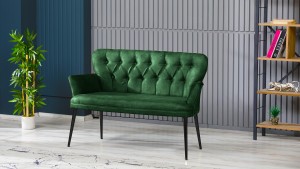 Paris Kollu Takım Nubuk Kumaş Metal Siyah Ayak Yeşil