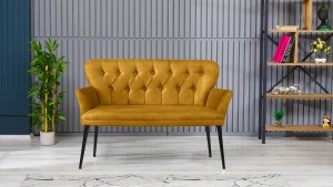 Paris Kollu Takım Nubuk Kumaş Metal Siyah Ayak Sarı