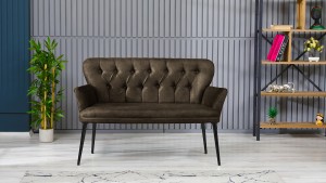 Paris Kollu Takım Nubuk Kumaş Metal Siyah Ayak Kahve