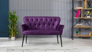 Paris Kollu Takım Nubuk Kumaş Metal Siyah Ayak Mürdüm