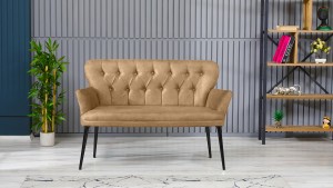 Paris Kollu Takım Nubuk Kumaş Ahşap Metal Siyah Sütlü Kahve