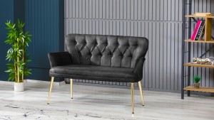 Paris Kollu Takım Nubuk Kumaş Ahşap Ceviz Ayak Füme