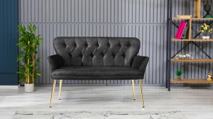 Paris Kollu Takım Nubuk Kumaş Ahşap Ceviz Ayak Füme