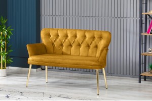 Paris Nubuk İkili Koltuk Sarı Gold Ayak