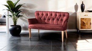 Paris Kollu İkili Koltuk Nubuk Kumaş Ahşap Siyah Ayak Bordo