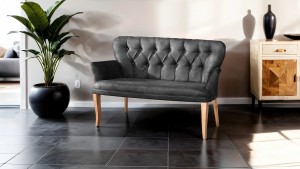 Paris Kollu İkili Koltuk Nubuk Kumaş Ahşap Siyah Ayak Füme