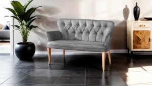 Paris Kollu Takım Nubuk Kumaş Ahşap Siyah Ayak Gri