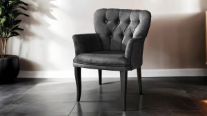 Paris Kollu Takım Nubuk Kumaş Ahşap Siyah Ayak Füme