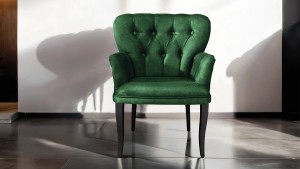 Paris Kollu Takım Nubuk Kumaş Ahşap Siyah Ayak Yeşil