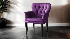 Paris Kollu Takım Nubuk Kumaş Ahşap Siyah Ayak Mürdüm