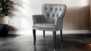 Paris Kollu Takım Nubuk Kumaş Ahşap Siyah Ayak Gri