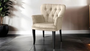 Paris Kollu Takım Nubuk Kumaş Ahşap Siyah Ayak Krem