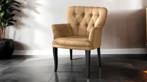 Paris Kollu Takım Nubuk Kumaş Ahşap Siyah Ayak Sütlü Kahve