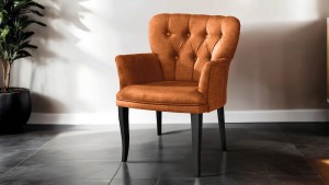 Paris Kollu Takım Nubuk Kumaş Ahşap Siyah Ayak Kiremit