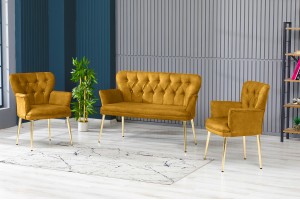 Paris Nubuk Koltuk Takımı Sarı Gold Ayak
