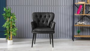 Paris Kollu Takım Nubuk Kumaş Metal Siyah Ayak Füme