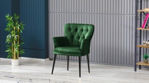 Paris Kollu Takım Nubuk Kumaş Metal Siyah Ayak Yeşil