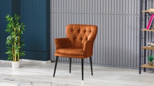 Paris Kollu Takım Nubuk Kumaş Metal Siyah Ayak Kiremit