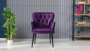 Paris Kollu Takım Nubuk Kumaş Metal Siyah Ayak Mürdüm