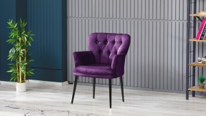 Paris Kollu Takım Nubuk Kumaş Metal Siyah Ayak Mürdüm