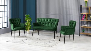 Paris Kollu Takım Nubuk Kumaş Metal Siyah Ayak Yeşil