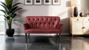 Paris Kollu İkili Koltuk Nubuk Kumaş Ahşap Siyah Ayak Bordo