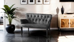 Paris Kollu Takım Nubuk Kumaş Ahşap Siyah Ayak Füme