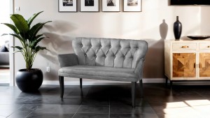 Paris Kollu Takım Nubuk Kumaş Ahşap Siyah Ayak Gri