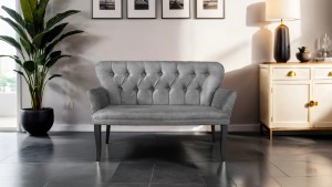 Paris Kollu Takım Nubuk Kumaş Ahşap Siyah Ayak Gri