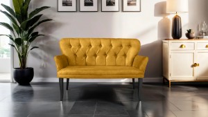 Paris Kollu Takım Nubuk Kumaş Ahşap Siyah Ayak Sarı