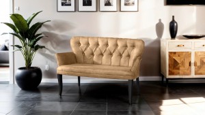 Paris Kollu Takım Nubuk Kumaş Ahşap Siyah Ayak Sütlü Kahve