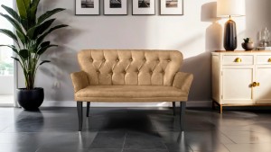 Paris Kollu Takım Nubuk Kumaş Ahşap Siyah Ayak Sütlü Kahve