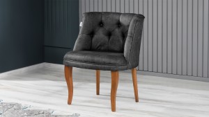 Roma Kolsuz Tekli Berjer Nubuk Kumaş Ahşap Ceviz Ayak Füme