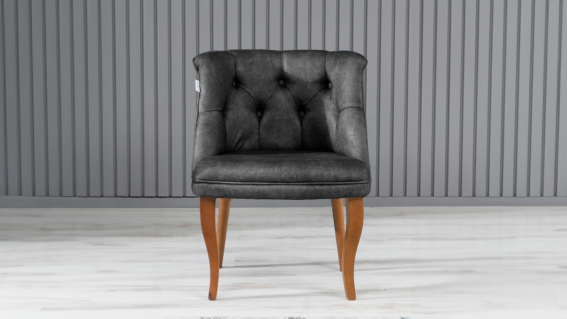 Roma Kolsuz Tekli Berjer Nubuk Kumaş Ahşap Ceviz Ayak Füme