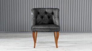 Roma Kolsuz Tekli Berjer Nubuk Kumaş Ahşap Ceviz Ayak Füme