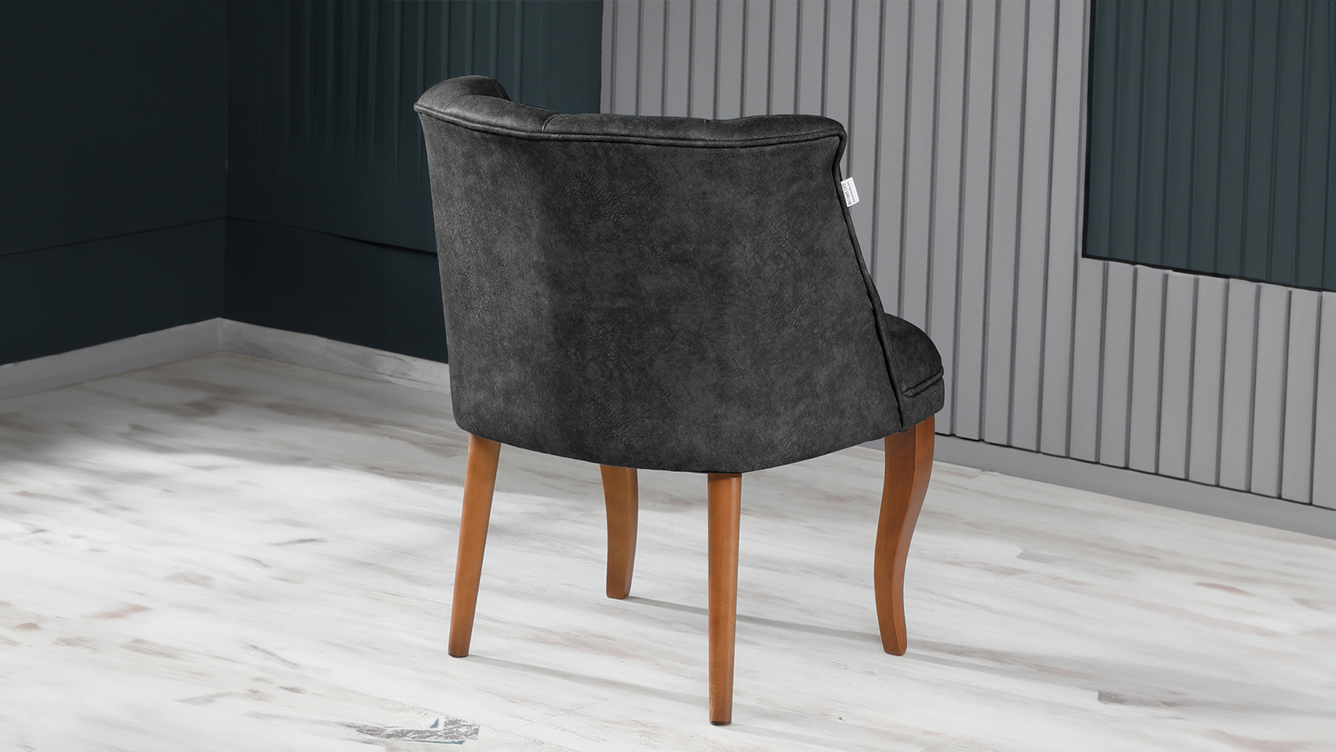 Roma Kolsuz Tekli Berjer Nubuk Kumaş Ahşap Ceviz Ayak Füme