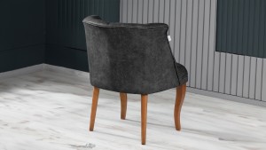 Roma Kolsuz Tekli Berjer Nubuk Kumaş Ahşap Ceviz Ayak Füme