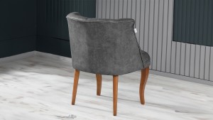 Roma Kolsuz Tekli Berjer Nubuk Kumaş Ahşap Ceviz Ayak Gri