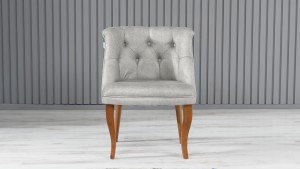 Roma Kolsuz Tekli Berjer Nubuk Kumaş Ahşap Ceviz Ayak Krem