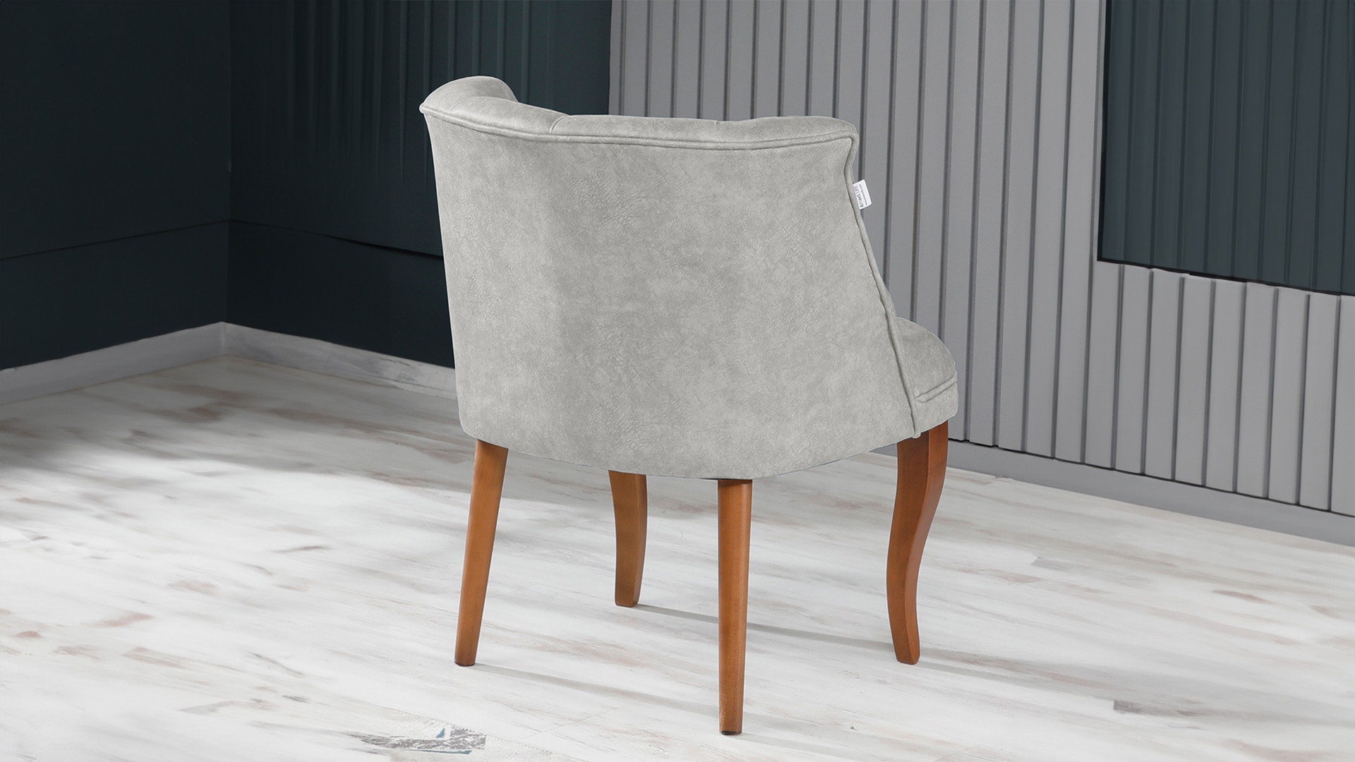 Roma Kolsuz Tekli Berjer Nubuk Kumaş Ahşap Ceviz Ayak Krem