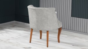 Roma Kolsuz Tekli Berjer Nubuk Kumaş Ahşap Ceviz Ayak Krem